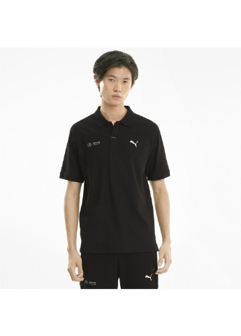 Черная футболка-поло mercedes f1 men's polo shirt для мужчин Puma однотонная