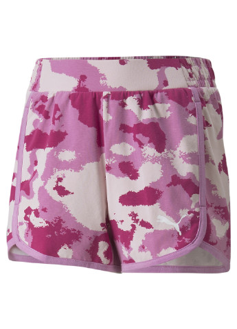 Детские шорты Alpha Printed Youth Shorts Puma однотонные розовые спортивные хлопок, эластан