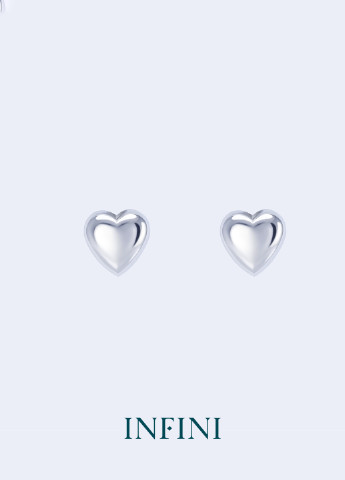 Серьги серебряные Infini в форме сердечка гвоздики серебряные серебро
