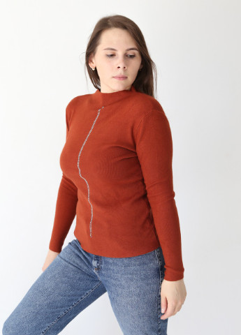 Коричневий зимовий светр жіночий коричневий приталений тонкий JEANSclub Приталенная