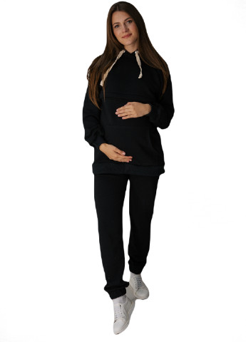 Утеплені спортивні штани-джогери для вагітних з кишенями HN джогери однотонні чорні