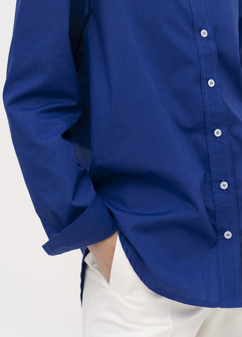 Сорочка оверсайз KASTA design однотонна синя кежуал поліестер, бавовна