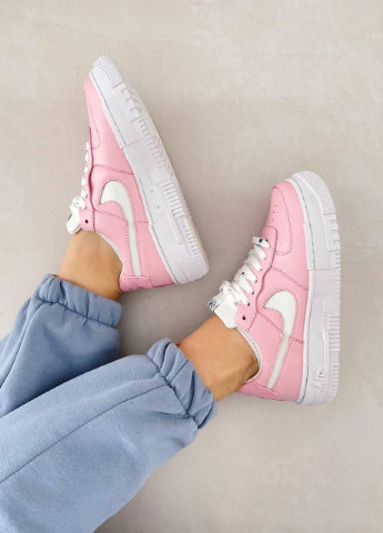 Цветные всесезонные кроссовки No Brand (Copy) Nike Air Force 1 Pixel Pink White (Найк)