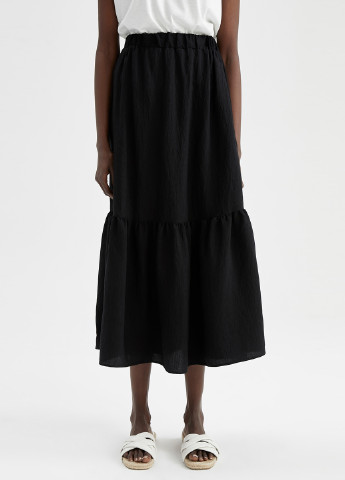 Черная кэжуал однотонная юбка DeFacto а-силуэта (трапеция)