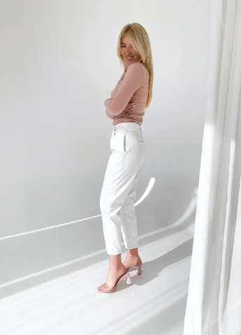 Белые классические демисезонные укороченные, классические, прямые, зауженные брюки Jolie