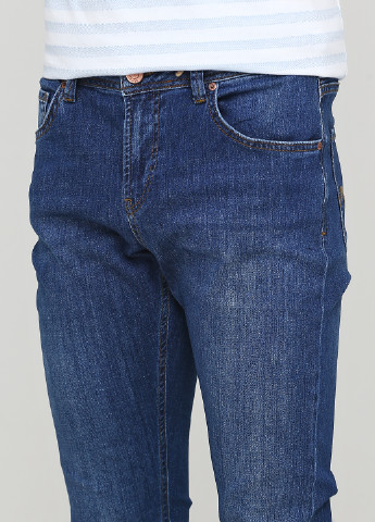Джинси Madoc Jeans слім однотонні темно-сині джинсові бавовна