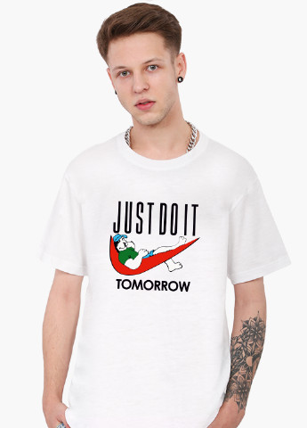 Белая демисезонная футболка мужская просто сделай это завтра (just do it tomorrow) белый (9223-2007) xxl MobiPrint