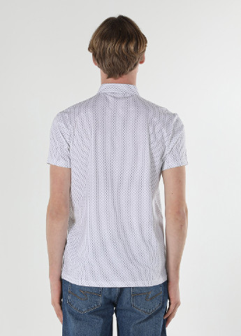 Белая футболка-поло для мужчин Colin's с геометрическим узором