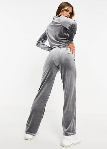 Костюм (рубашка, брюки) Moda Minx брючный однотонный серый кэжуал полиэстер, велюр
