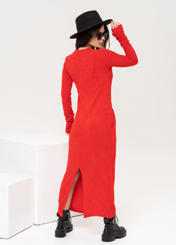 Красное повседневный платье женское платье-свитер ISSA PLUS однотонное