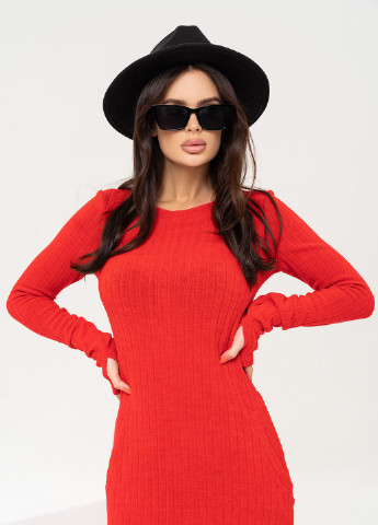 Красное повседневный платье женское платье-свитер ISSA PLUS однотонное