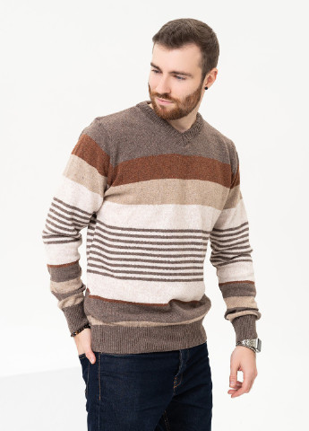 Коричневый зимний свитер мужской пуловер ISSA PLUS GN4-96