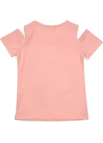 Комбинированная футболка детская с девочкой (14124-128g-peach) Breeze