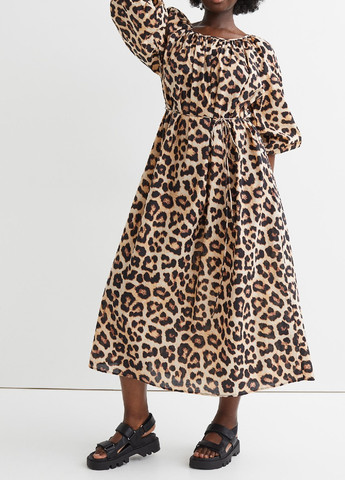 Светло-бежевое кэжуал платье H&M леопардовый